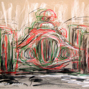 Mercedes Benz W 125, Baujahr 1937 Oldtimer Kunst Pastellzeichnungen Anner Christian