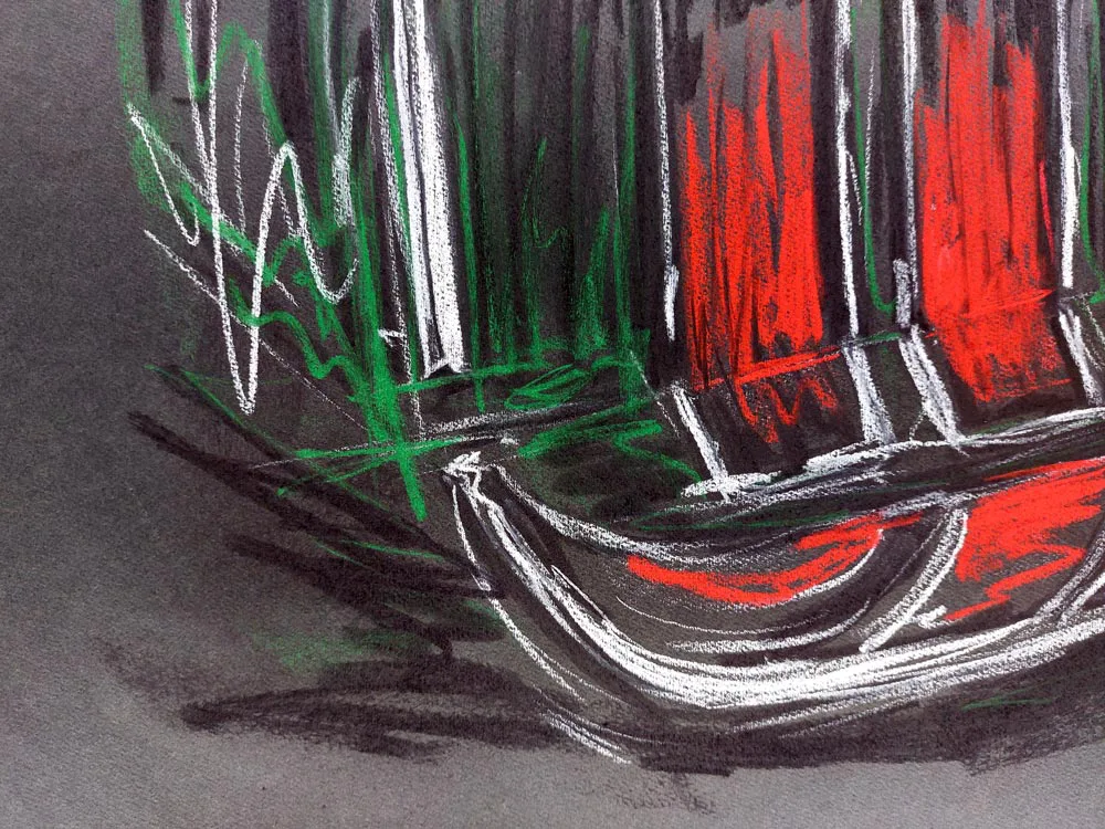 Ford Mustang Heck - Original - Pastellzeichnung auf Büttenpapier (schwarz) / 60 x 48 cm / signiert - Image 7