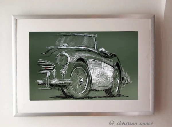 Austin Healey Oldtimerzeichnung
