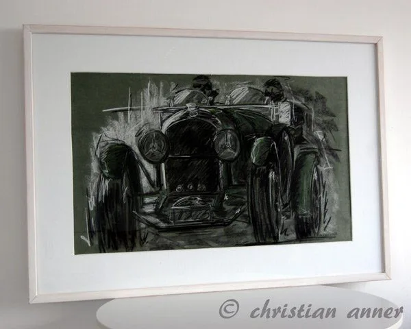 Bentley Sport on Tour - Original-Pastellzeichnung auf Büttenpapier (dunkelgrün) / 86 x 54 cm / signiert - Image 2