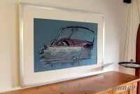 Porsche 356 Speedster, Original-Pastellzeichnung auf Büttenpapier, fertig gerahmt inkl. Passepartout, 100 x 70 cm - Image 3
