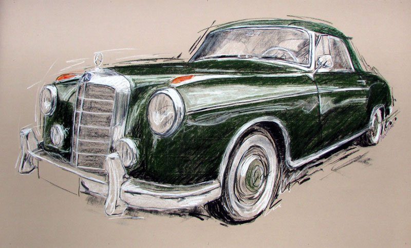 Mercedes Benz Ponton 220 Cabrio oldtimer kunst art anner