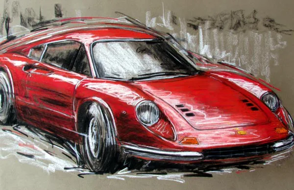 Ferrari Dino oldtimer kunst