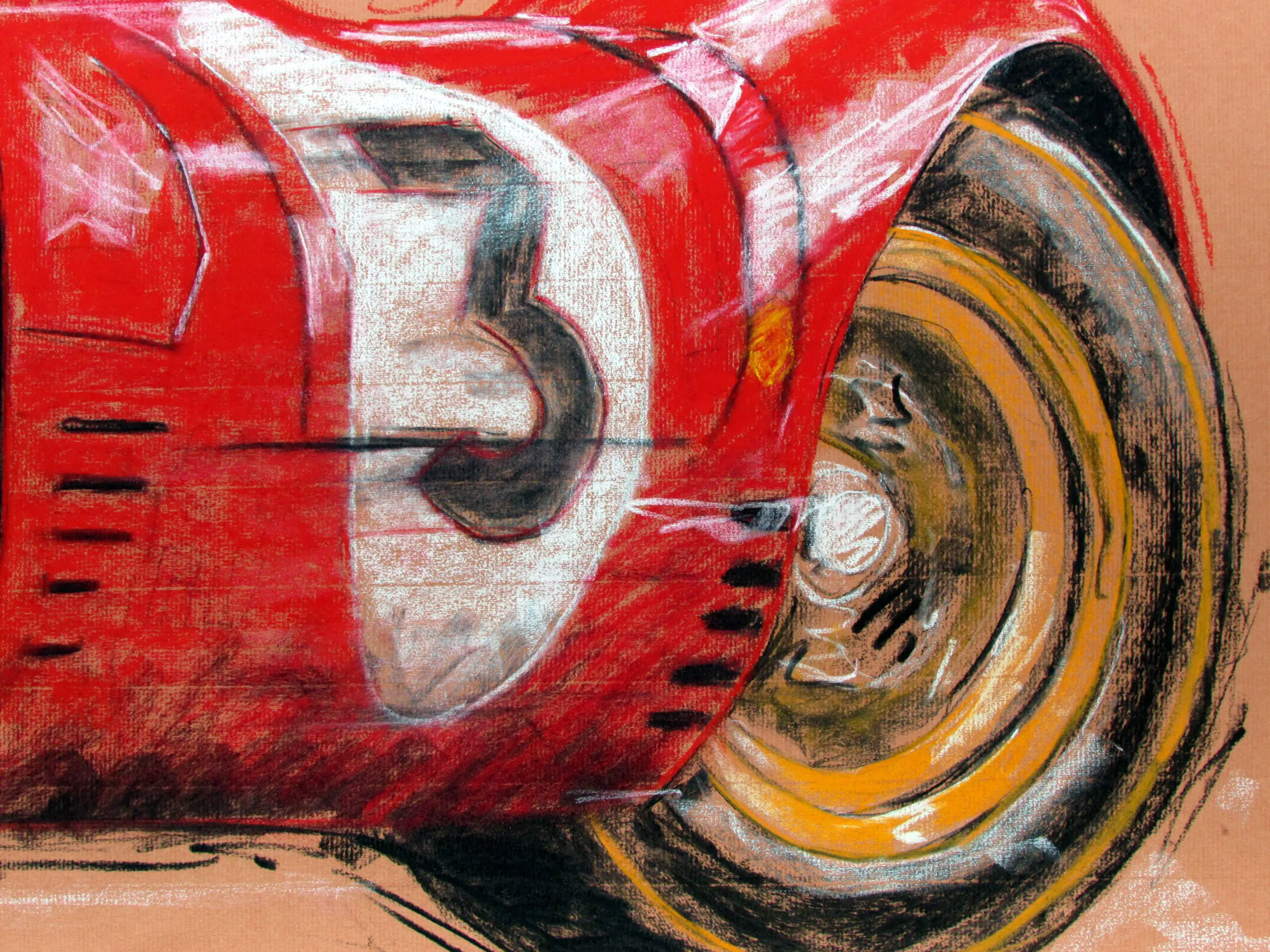Ferrari P 330 Oldtimer Pastellzeichnung