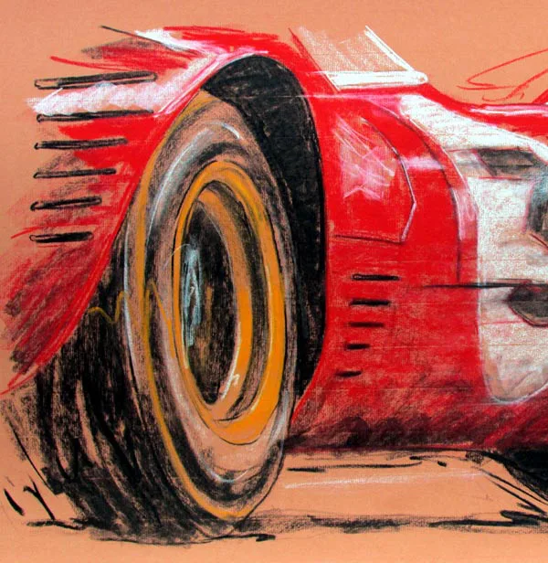 Ferrari P 330 Oldtimer Pastellzeichnung