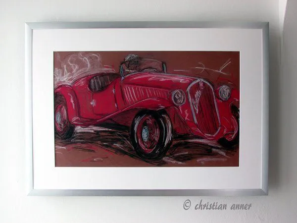 Fiat Balilla Oldtimer Pastellzeichnung