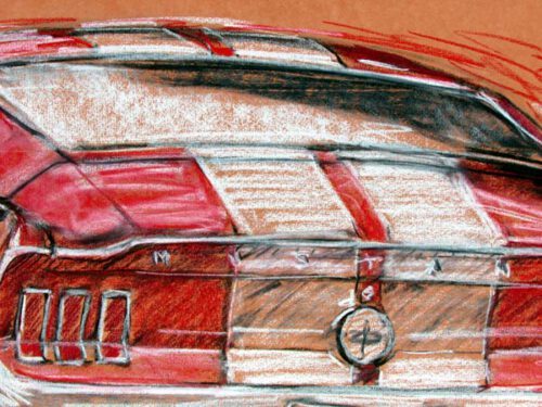 Ford Mustang Pastellzeichnung