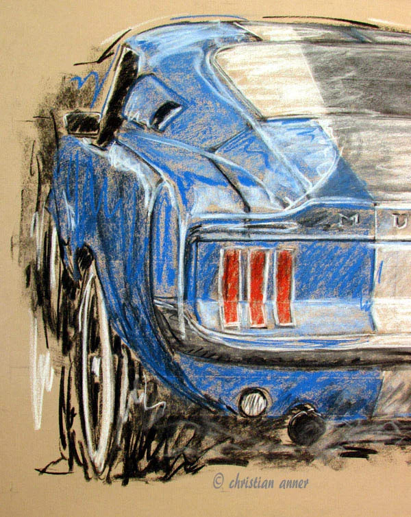 Oldtimer Pastellzeichnung