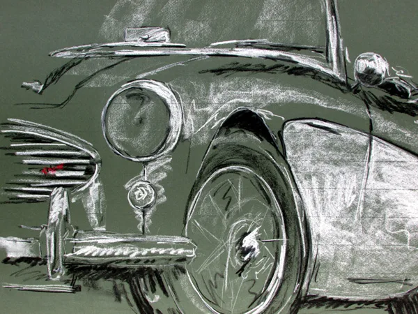 Austin Healey Oldtimerzeichnung