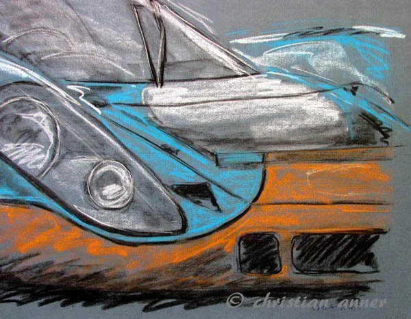 Oldtimer Pastellzeichnung