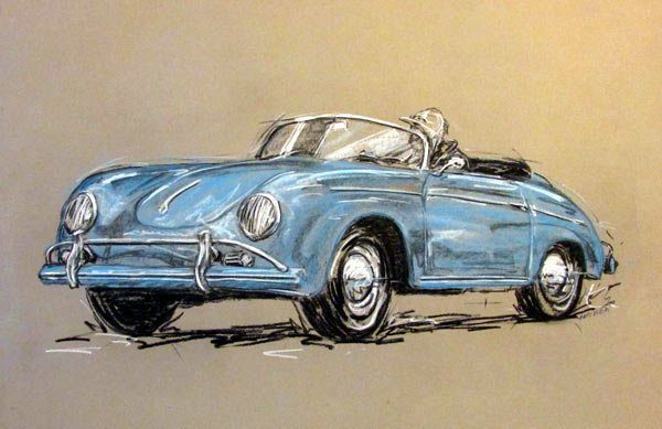 Oldtimer Pastellzeichnung