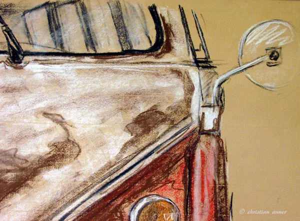 Oldtimer Pastellzeichnung