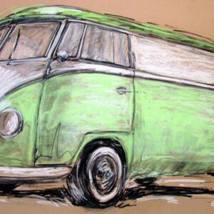 VW Bulli Oldtimer kunst Oldtimer Pastellzeichnung