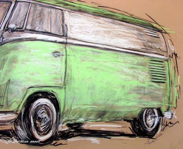 Oldtimer Pastellzeichnung
