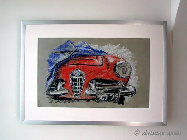 Oldtimer Pastellzeichnung