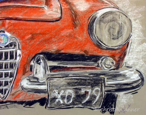 Giulia Spider Oldtimer Pastellzeichnung