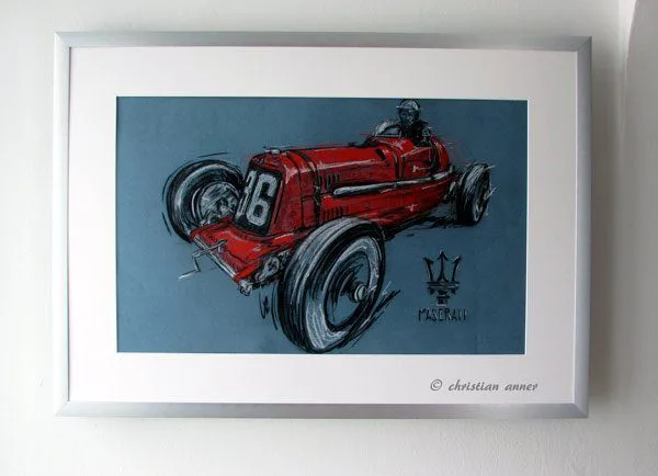 Masearti 8 cm Oldtimer Pastellzeichnung