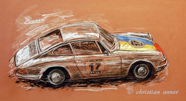 Porsche-901-Pastellzeichnung-Oldtimer-Kunstgalerie