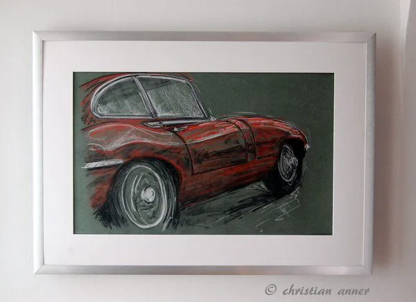 Jaguar E Type Pastellzeichnung